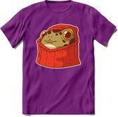Hoodie frog T-Shirt Grappig | Dieren kikker Kleding Kado Heren / Dames | Animal Skateboard Cadeau shirt - Paars - M