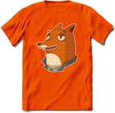 Casual vos T-Shirt Grappig | Dieren fox Kleding Kado Heren / Dames | Animal Skateboard Cadeau shirt - Oranje - XL