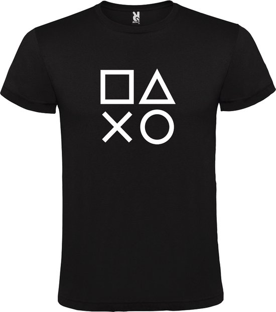 Zwart t-shirt met Playstation Buttons print Wit