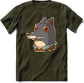 Casual wolf T-Shirt Grappig | Dieren Kleding Kado Heren / Dames | Animal Skateboard Cadeau shirt - Leger Groen - XL