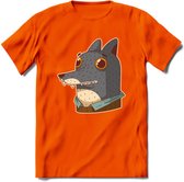 Casual wolf T-Shirt Grappig | Dieren Kleding Kado Heren / Dames | Animal Skateboard Cadeau shirt - Oranje - XL