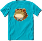 casual kikker T-Shirt Grappig | Dieren reptiel Kleding Kado Heren / Dames | Animal Skateboard Cadeau shirt - Blauw - 3XL