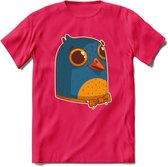 Strik duif T-Shirt Grappig | Dieren vogel Kleding Kado Heren / Dames | Animal Skateboard Cadeau shirt - Roze - XL