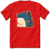 Koele kikker T-Shirt Grappig | Dieren reptielen Kleding Kado Heren / Dames | Animal Skateboard Cadeau shirt - Rood - XL