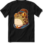 Fancy frog T-Shirt Grappig | Dieren rijke kikker Kleding Kado Heren / Dames | Animal Skateboard Cadeau shirt - Zwart - XL