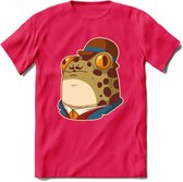 Fancy frog T-Shirt Grappig | Dieren rijke kikker Kleding Kado Heren / Dames | Animal Skateboard Cadeau shirt - Roze - XL