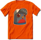 Chirp vogel T-Shirt Grappig | Dieren Kleding Kado Heren / Dames | Animal Skateboard Cadeau shirt - Oranje - L