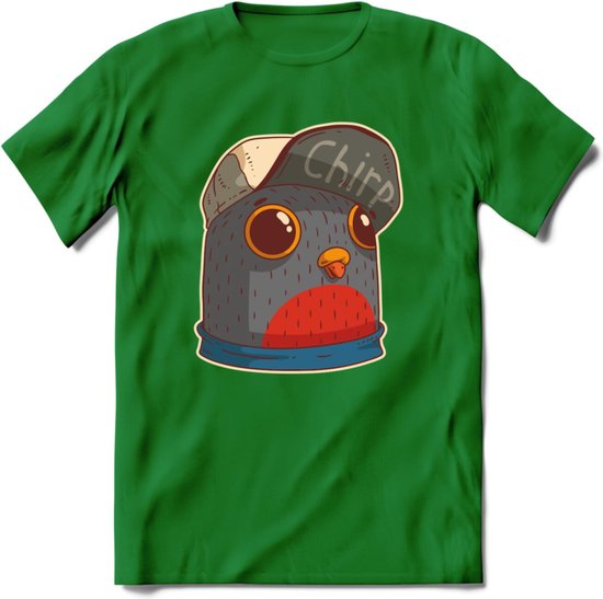 Chirp vogel T-Shirt Grappig | Dieren Kleding Kado Heren / Dames | Animal Skateboard Cadeau shirt - Donker Groen - 3XL