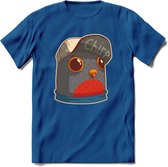 Chirp vogel T-Shirt Grappig | Dieren Kleding Kado Heren / Dames | Animal Skateboard Cadeau shirt - Donker Blauw - 3XL