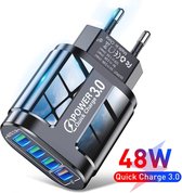 usb oplaadstekker snellader adapter telefoon (4 poorten) 3.0 quicharge