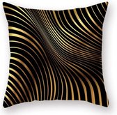 Sierkussen Velvet Lines – Zwart – Goud – 45 x 45 cm (incl. vulling)