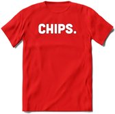 Chips - Snack T-Shirt | Grappig Verjaardag Kleding Cadeau | Eten En Snoep Shirt | Dames - Heren - Unisex Tshirt | - Rood - L