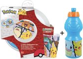 Pokémon ontbijtset en drinkfles - Bord - Kom - Beker - Drinkfles - Servies