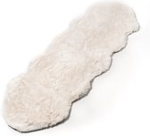Schapenvacht - Decoratiekleed - Vloerkleed - Imitatie - 60 x 180 cm - Crème