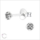 Aramat jewels ® - Mini oorbellen black diamond kristal 925 zilver 3mm