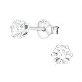 Aramat jewels ® - Kinder oorbellen met kristal 925 zilver transparant 4mm