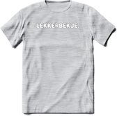 Lekkerbekje - Snack T-Shirt | Grappig Verjaardag Kleding Cadeau | Eten En Snoep Shirt | Dames - Heren - Unisex Tshirt | - Licht Grijs - Gemaleerd - L