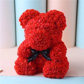 Rozen Beer - 25 CM - Valentijnscadeau voor Haar - Rose Bear - Valentijnsdag Knuffel - Rozen Teddy - Kunstmatige rozen