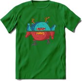 Casual monsters T-Shirt Grappig | Dieren Kleding Kado Heren / Dames | Animal Skateboard Cadeau shirt - Donker Groen - 3XL