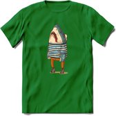 Casual haai matroos T-Shirt Grappig | Dieren vissen Kleding Kado Heren / Dames | Animal Skateboard Cadeau shirt - Donker Groen - XXL