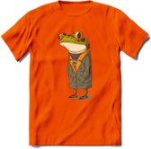 Casual kikker T-Shirt Grappig | Dieren reptiel Kleding Kado Heren / Dames | Animal Skateboard Cadeau shirt - Oranje - S