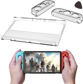 For-ce Nintendo Switch Oled beschermende pc/siliconen case - 3-delig - Joycon case - transparant