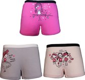 VANILLA - Meisjesondergoed, meisjes boxershorts - 3 pack - Egyptisch katoen - Roze/Grijs – 2/3 jaar – SH4569
