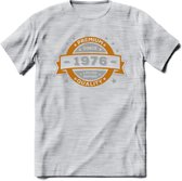 Premium Since 1976 T-Shirt | Goud - Zilver | Grappig Verjaardag Kleding Cadeau Shirt | Dames - Heren - Unisex Tshirt | - Licht Grijs - Gemaleerd - 3XL