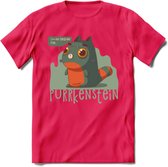 Monster van Purrkenstein T-Shirt Grappig | Dieren katten halloween Kleding Kado Heren / Dames | Animal Skateboard Cadeau shirt - Roze - XL