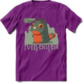 Monster van Purrkenstein T-Shirt Grappig | Dieren katten halloween Kleding Kado Heren / Dames | Animal Skateboard Cadeau shirt - Paars - M