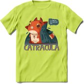 Graaf catracula T-Shirt Grappig | Dieren katten halloween Kleding Kado Heren / Dames | Animal Skateboard Cadeau shirt - Groen - S