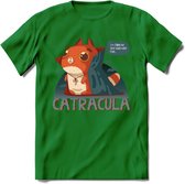 Graaf catracula T-Shirt Grappig | Dieren katten halloween Kleding Kado Heren / Dames | Animal Skateboard Cadeau shirt - Donker Groen - S