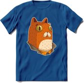 Casual kat T-Shirt Grappig | Dieren katten Kleding Kado Heren / Dames | Animal Skateboard Cadeau shirt - Donker Blauw - L