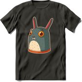 Konijn T-Shirt Grappig | Dieren konijnen Kleding Kado Heren / Dames | Animal Skateboard Cadeau shirt - Donker Grijs - XL