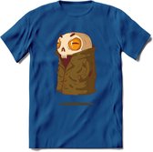 Zwevend skelet T-Shirt Grappig | Dieren halloween Kleding Kado Heren / Dames | Animal Skateboard Cadeau shirt - Donker Blauw - 3XL