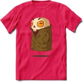 Zwevend skelet T-Shirt Grappig | Dieren halloween Kleding Kado Heren / Dames | Animal Skateboard Cadeau shirt - Roze - XXL