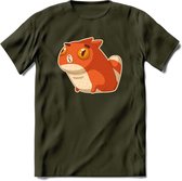 Silly cat T-Shirt Grappig | Dieren katten Kleding Kado Heren / Dames | Animal Skateboard Cadeau shirt - Leger Groen - S