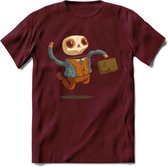 Casual skelet T-Shirt Grappig | Dieren halloween Kleding Kado Heren / Dames | Animal Skateboard Cadeau shirt - Burgundy - M