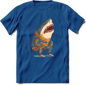 Casual haai T-Shirt Grappig | Dieren vissen Kleding Kado Heren / Dames | Animal Skateboard Cadeau shirt - Donker Blauw - XXL