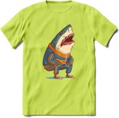 Casual haai T-Shirt Grappig | Dieren vissen Kleding Kado Heren / Dames | Animal Skateboard Cadeau shirt - Groen - XL