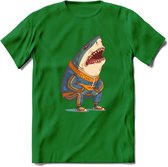 Casual haai T-Shirt Grappig | Dieren vissen Kleding Kado Heren / Dames | Animal Skateboard Cadeau shirt - Donker Groen - XXL