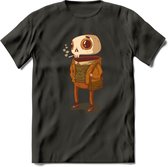 Casual skelet T-Shirt Grappig | Dieren halloween Kleding Kado Heren / Dames | Animal Skateboard Cadeau shirt - Donker Grijs - S