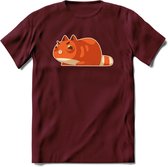 Schattige kat klaar voor aanval T-Shirt Grappig | Dieren katten Kleding Kado Heren / Dames | Animal Skateboard Cadeau shirt - Burgundy - XL