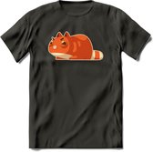 Schattige kat klaar voor aanval T-Shirt Grappig | Dieren katten Kleding Kado Heren / Dames | Animal Skateboard Cadeau shirt - Donker Grijs - 3XL