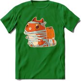 Mummy kat T-Shirt Grappig | Dieren katten halloween Kleding Kado Heren / Dames | Animal Skateboard Cadeau shirt - Donker Groen - XXL