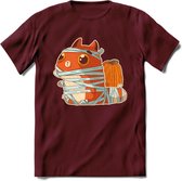 Mummy kat T-Shirt Grappig | Dieren katten halloween Kleding Kado Heren / Dames | Animal Skateboard Cadeau shirt - Burgundy - XL