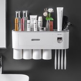 Cadeau Tip Moderne Tandpasta Dispenser/Tandenborstel Houder/Ophangsysteem/Grijs/Wit