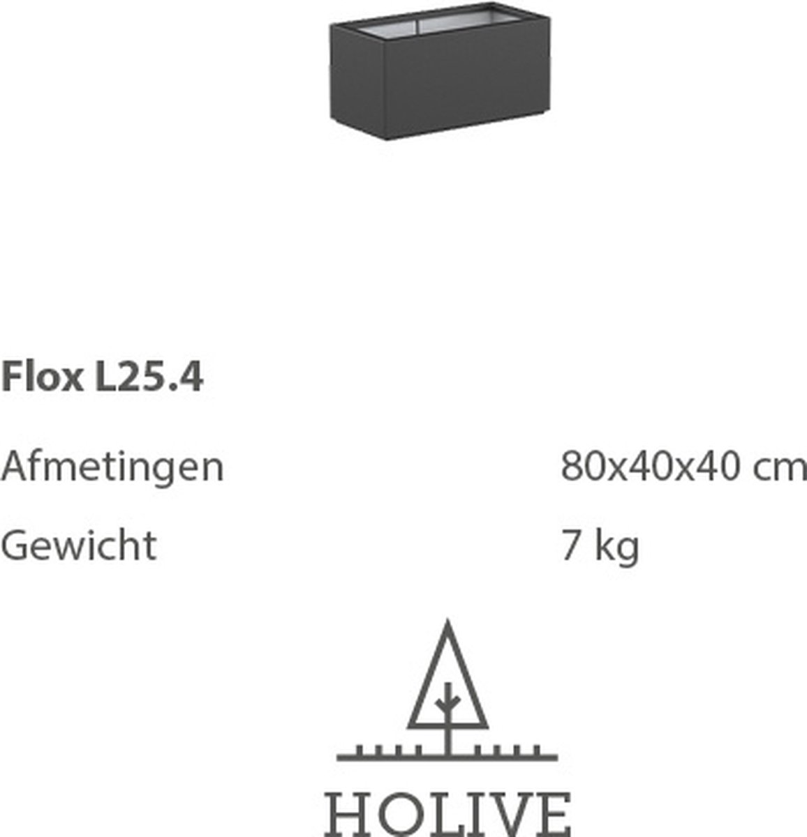 Polyester Flox L25.4 Langwerpig 80x40x40 cm. Plantenbak