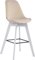 Clp Metz Barkruk - Fluweel - Wit Frame - Crème