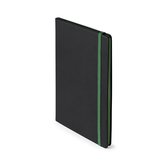 Schriften/notitieboekje groen met elastiek A5 formaat - 80x gekleurde blanco paginas - opschrijfboekjes
